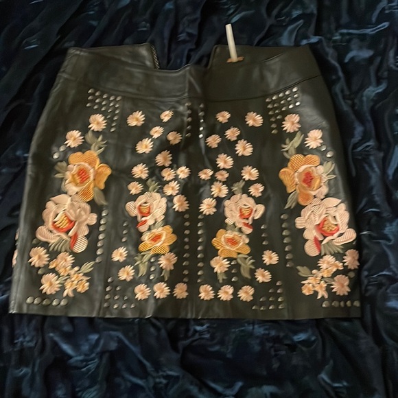 Floral leather free people skirt - Picture 1 of 2